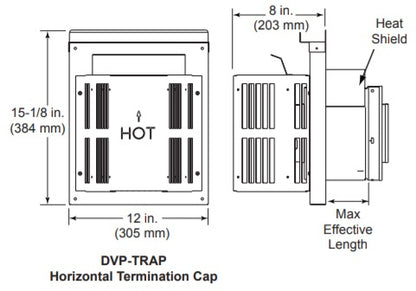 Horizontal Termination Cap with Short Flue Hearth Home Technologies Direct Vent Pipe DVP-TRAP1