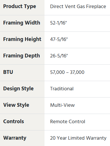 See Thru Complete 40" Direct Vent Indoor Outdoor Fireplace with Battery Back Up Ceramic Glass and Full Function Remote by Superior DRT63ST F4692 F4693