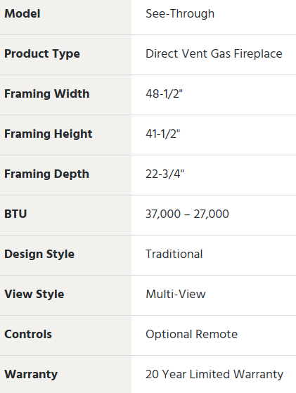 See Through 40" Direct Vent Indoor Fireplace by Superior DRT4000 Series DRT40ST F2272