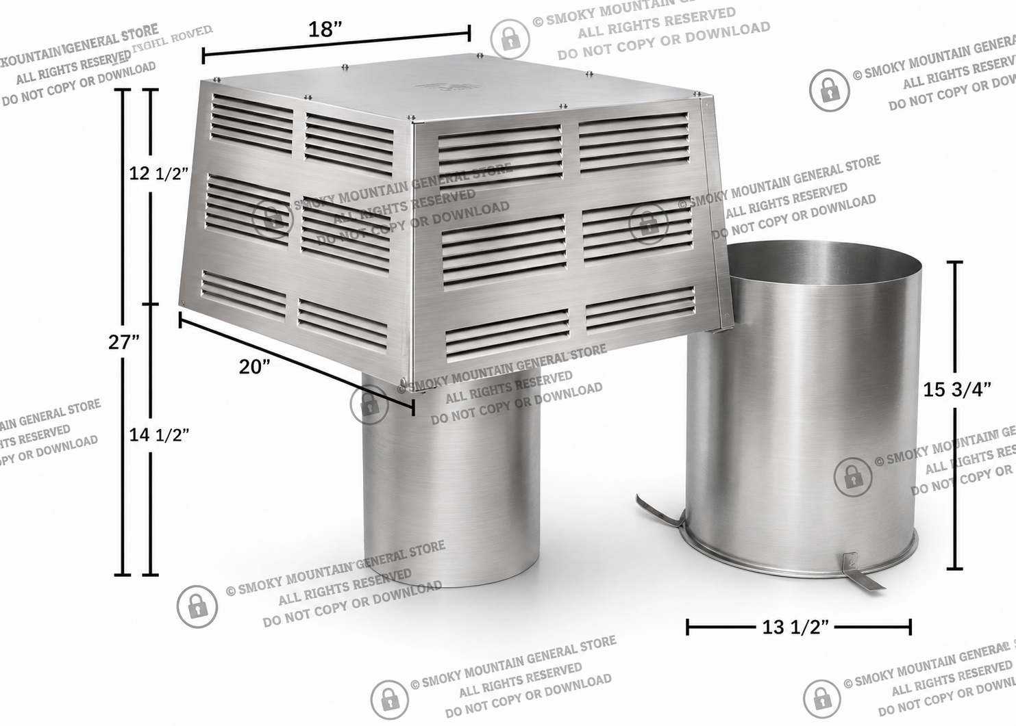 ET-8HT Square Top Termination with Slip Section High Temp Wood Burning 8HT Series Pipe F0892
