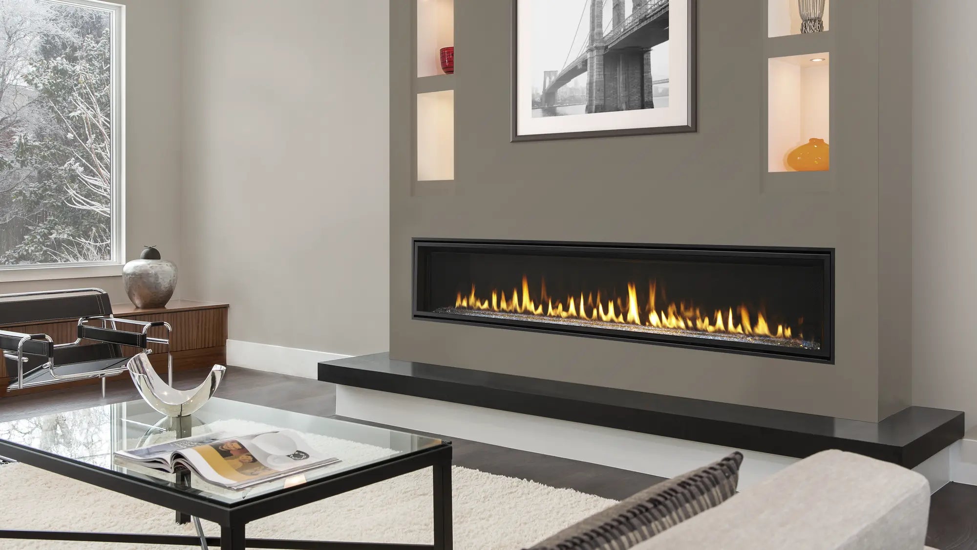 Linear Direct Vent Echelon II 60&quot; Majestic Gas Fireplace with IntelliFire Touch Ignition System