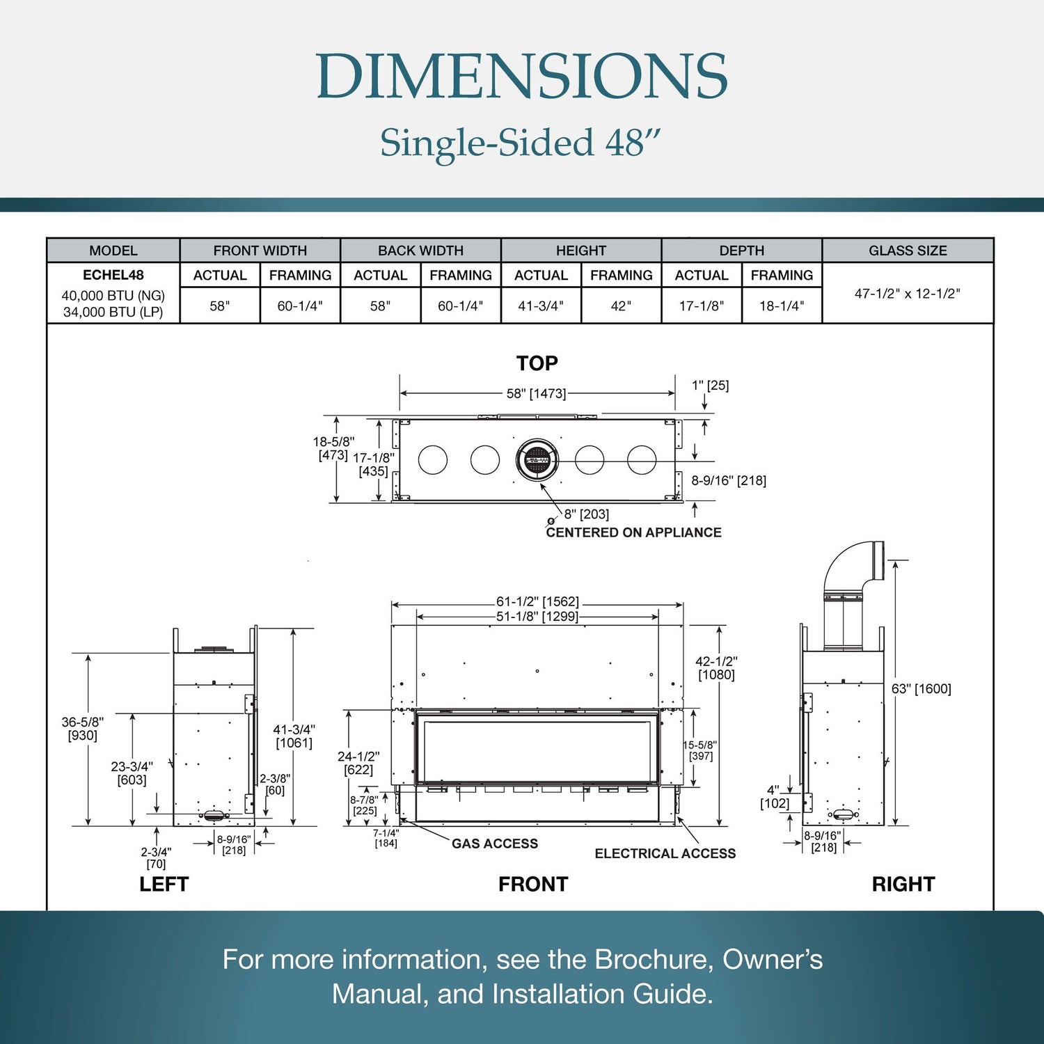 Linear Direct Vent Echelon II 48&quot; Majestic Gas Fireplace with IntelliFire Touch Ignition System