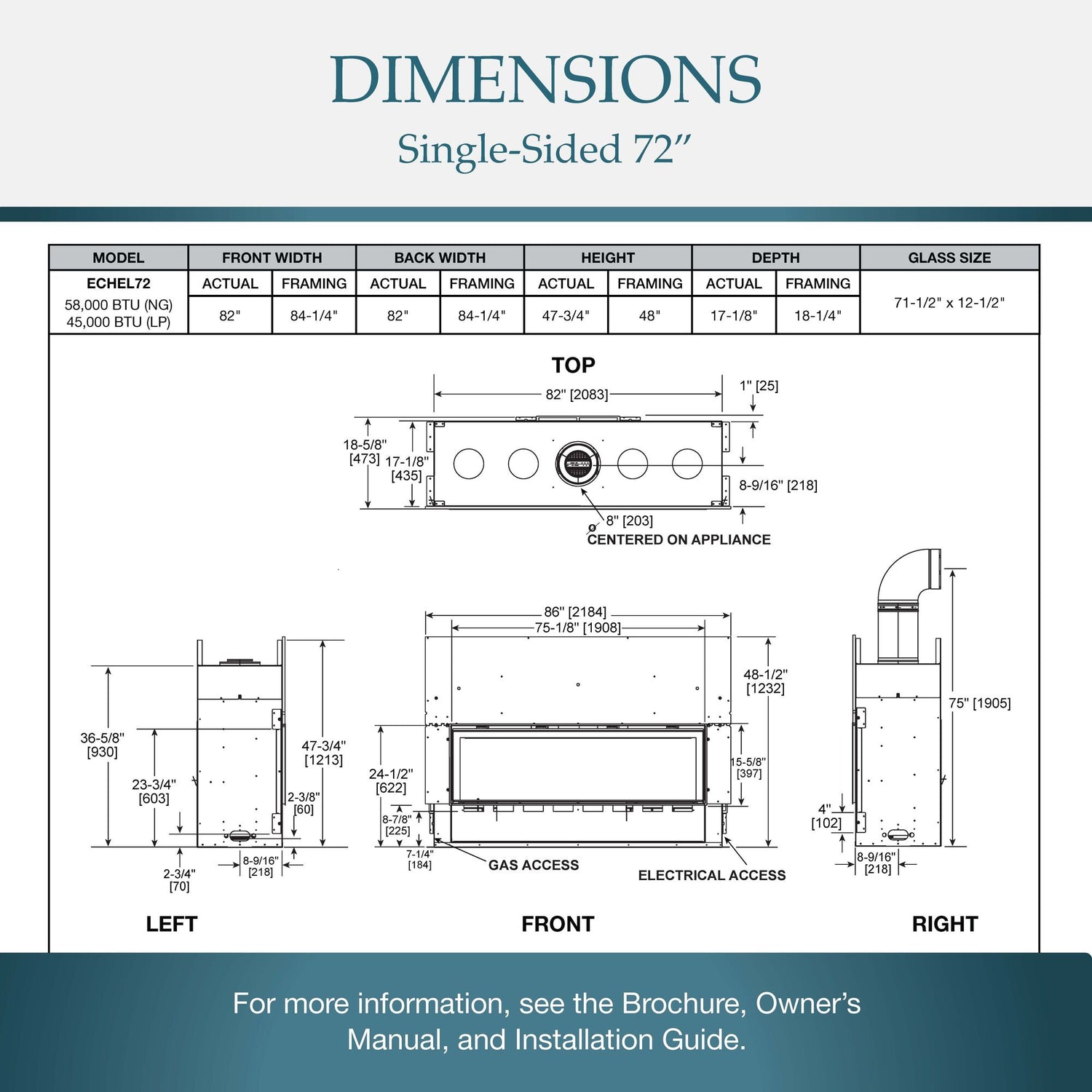 Linear Direct Vent Echelon II 72&quot; Majestic Gas Fireplace with IntelliFire Touch Ignition System