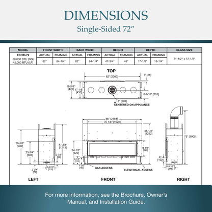 Linear Direct Vent Echelon II 72&quot; Majestic Gas Fireplace with IntelliFire Touch Ignition System