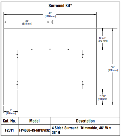 Surround Panels 4 Sided Surround Trimmable for Superior Direct Vent Fireplace Inserts H9135 F2311