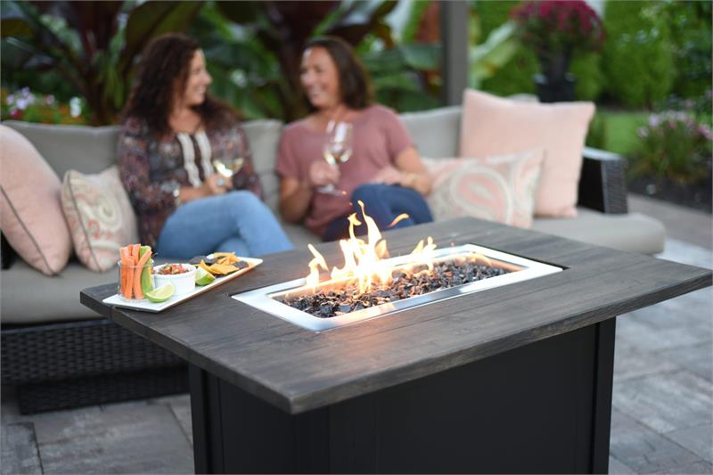 The Marc Propane Gas Rectangular Steel Outdoor Firepit Table GAD17107ES