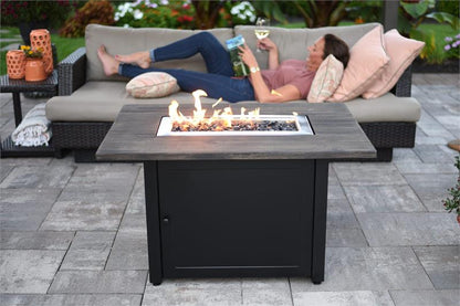 The Marc Propane Gas Rectangular Steel Outdoor Firepit Table GAD17107ES