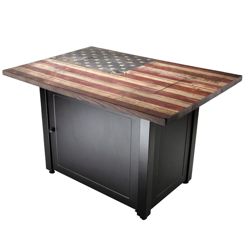 The Americana Propane Gas Rectangular American Flag Outdoor Firepit GAD17108ES