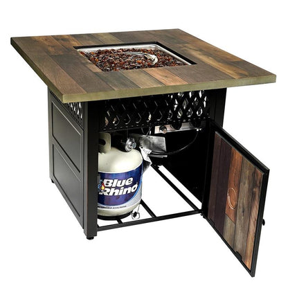 The Harris Propane Gas 38” UV Printed Faux Wood Outdoor Firepit Table GAD19103ES