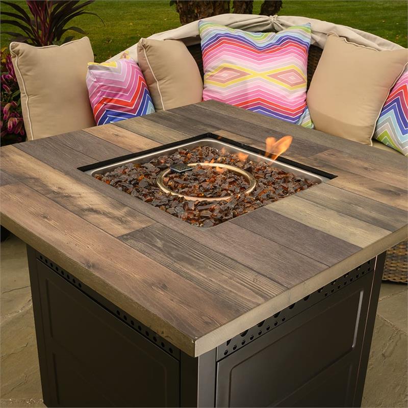 The Harris Propane Gas 38” UV Printed Faux Wood Outdoor Firepit Table GAD19103ES