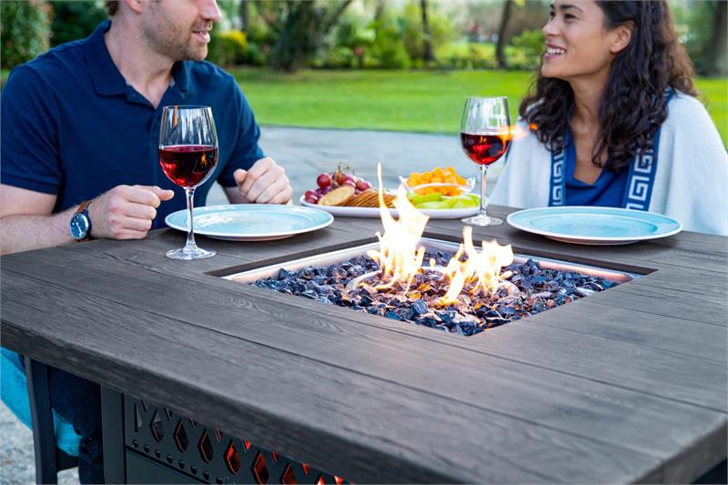 The Benjamin Propane Gas Dual Heat 42” UV Printed Faux Wood Outdoor Firepit GAD19106ES