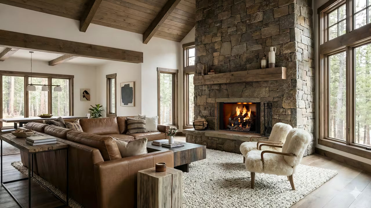 Wood burning fireplace