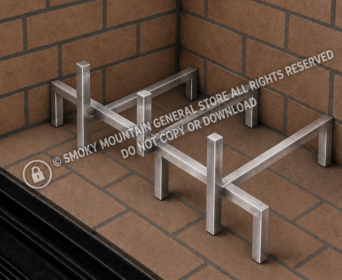 stainless steel grate for a wood burning outdoor fireplace