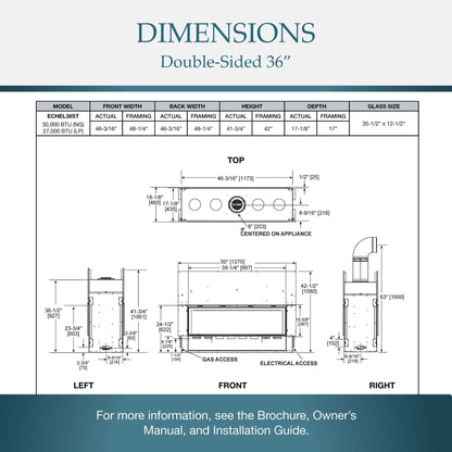 Double Sided See Thru 36&quot; Fireplace Dimensions