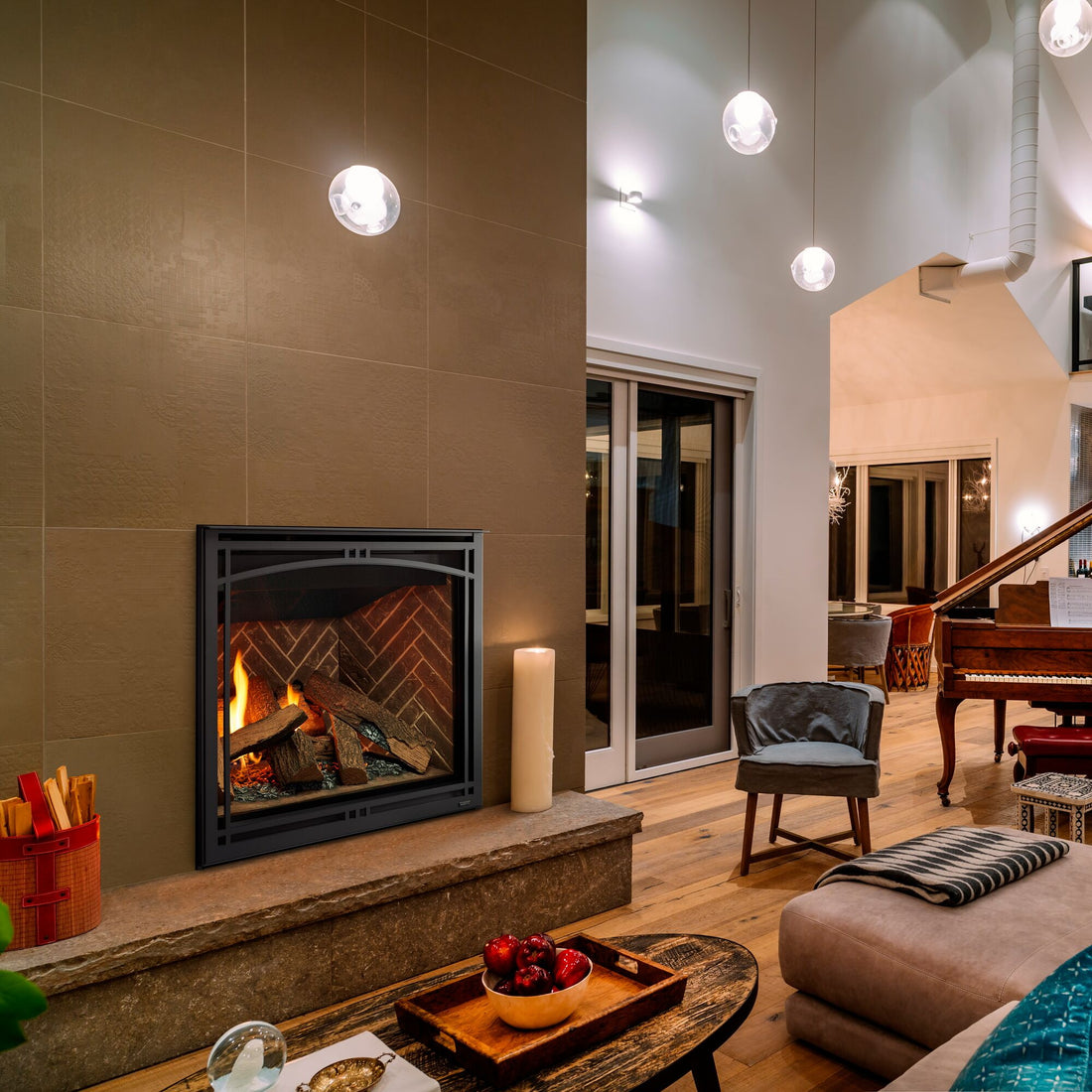 Meridian Traditional Gas Log Series Majestic 36&quot; Direct Vent Gas Fireplace with Intellifire Touch Ignition System