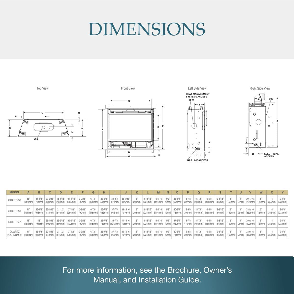Quartz Series Dimensions