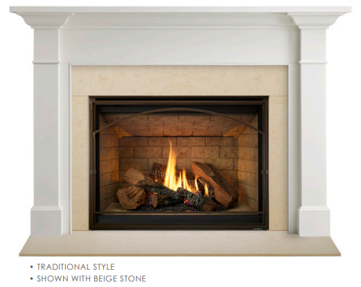 Malone Flush Mantel with Beige Stone