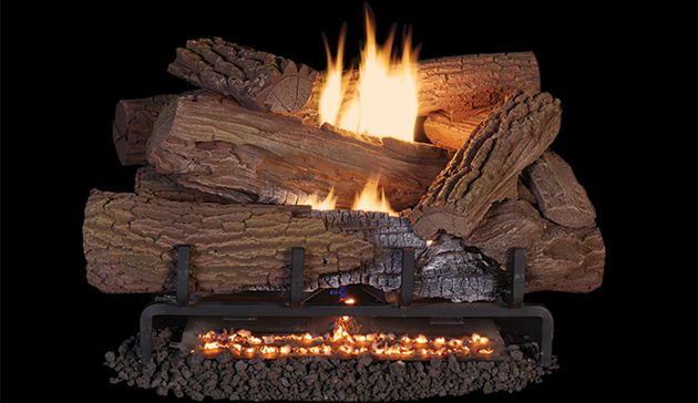 30&quot; Indoor Mossy Oak Concrete Gas Log Set Vent Free with Mega Flame Burner MNF24 LMF30-MO