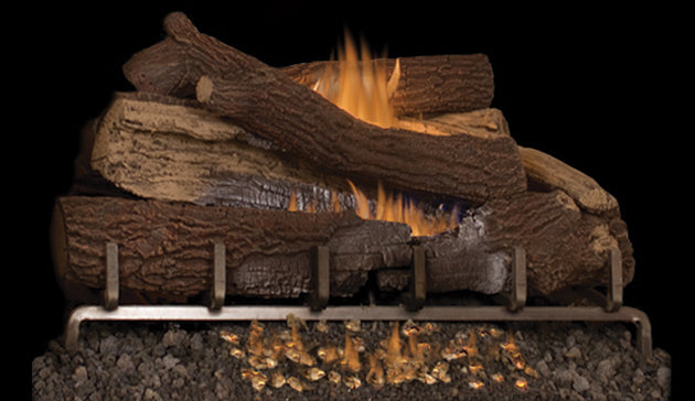 Outdoor Giant Timbers 24&quot; Concrete Vent Free Gas Log Set with Mega Flame Burner MNF24O LMF24GTA/B F2099A F2099B F2124