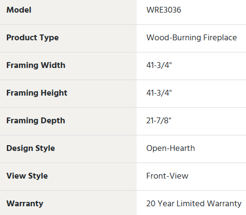 Outdoor 36" Stainless Steel Wood Burning Fireplace