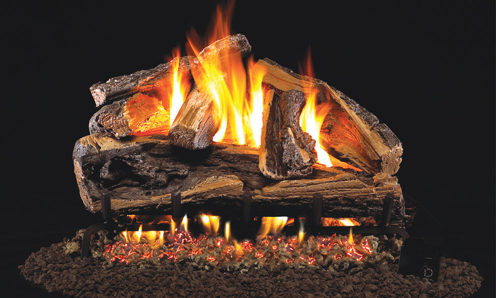 Rugged Split Oak 18&quot; Vented Gas Log Set with G4 Series Glowing Ember Burner by RH Peterson RealFyre Series