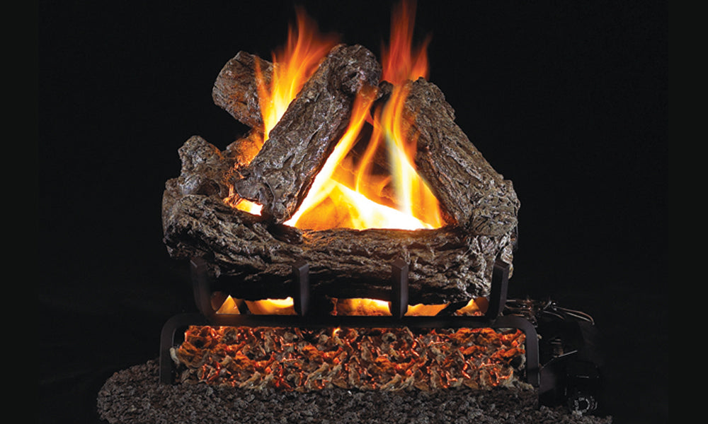 Rustic Oak Vented Gas Log Set