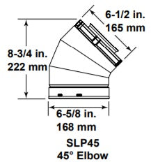 SLP45 45 Degree Elbow SLP Direct Vent Pipe Hearth Home Technologies