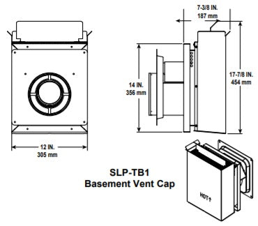 SLP-TB1 Horizontal Snorkel Cap for Basement Application Hearth Home Technologies Direct Vent SLP Pipe