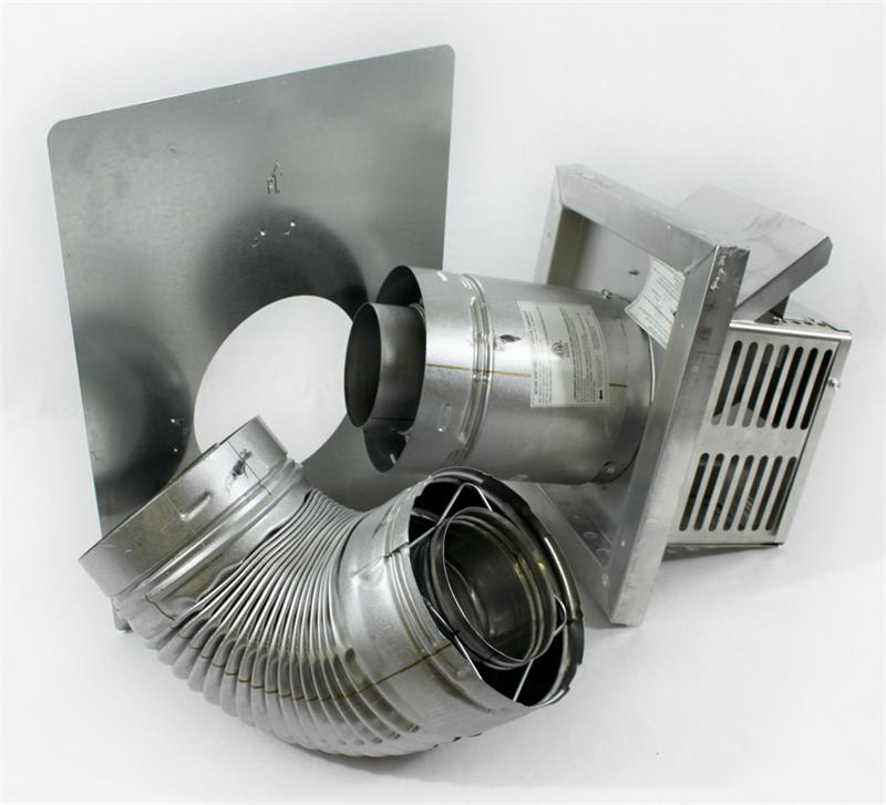 Direct Vent 4.5/7.5 Secure Rigid SMALL Square Horizontal Termination Kit Includes 90° Elbow