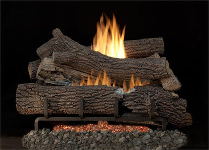 Superior Complete Indoor 24&quot; Giant Timbers Concrete Vent Free Gas Log Set with Mega Flame Burner LMF24-GTA