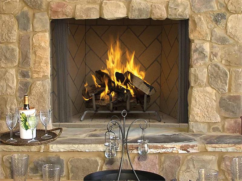 Outdoor Wood Burning 42&quot; Fireplace with Masonry Custom Interior Liners by Superior WRE6000 WRE6042 F4223