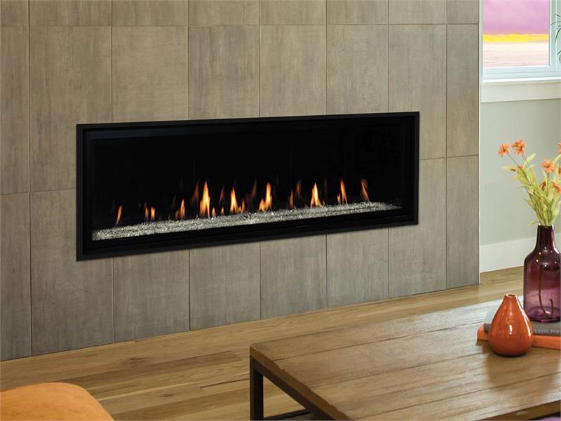 Linear Contemporary Direct Vent Complete 48&quot; Gas Fireplace with Floor Lighting Blower Fan Multi Function Remote Options to See Thru DRL6048 F4847