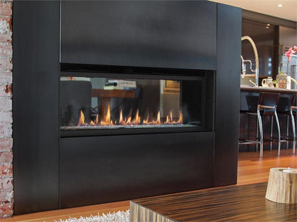 Linear Contemporary Direct Vent Complete 48&quot; Gas Fireplace with Floor Lighting Blower Fan Multi Function Remote Options to See Thru DRL6048 F4847