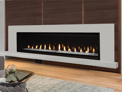 Linear Contemporary Direct Vent Complete 48&quot; Gas Fireplace with Floor Lighting Blower Fan Multi Function Remote Options to See Thru DRL6048 F4847