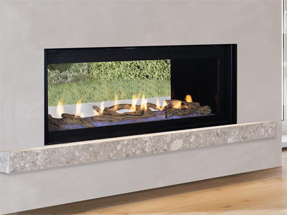 Linear Contemporary Direct Vent Complete 48&quot; Gas Fireplace with Floor Lighting Blower Fan Multi Function Remote Options to See Thru DRL6048 F4847