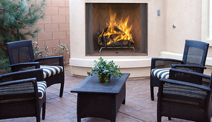 Outdoor Wood Burning 36&quot; Fireplace with Masonry Custom Interior Liners by Superior WRE6000 WRE6036 F4222