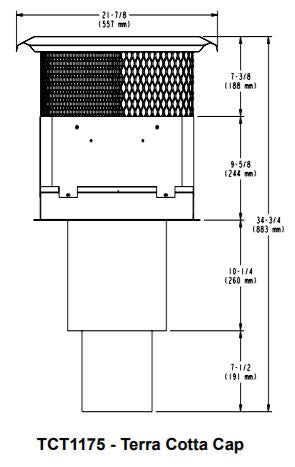 TCT1175 Terra Cotta Vertical Termination Cap Wood Burning SL1100 Series Pipe Hearth Home Technologies