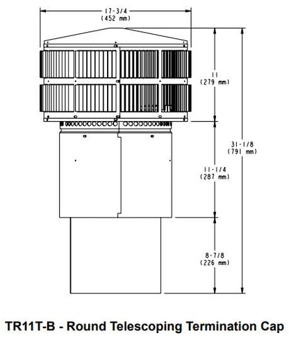 Round Telescoping Termination Cap &amp; Storm Collar