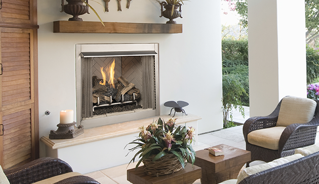 Outdoor Vent Free 42" Complete Gas Fireplace Stainless Steel with Remote Control VRE3200 VRE3242