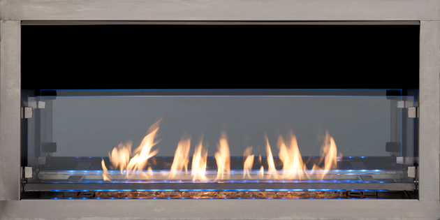 Outdoor Linear 72&quot; Fireplace with Crushed Glass and LED Interior Lights VRE4600 VRE4672 ODLVF72ZEN F4836