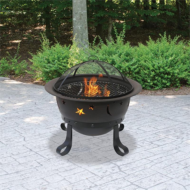 Stars and Moon Oil Rubbed Bronze Outdoor Wood Burning Firepit WAD1081SP