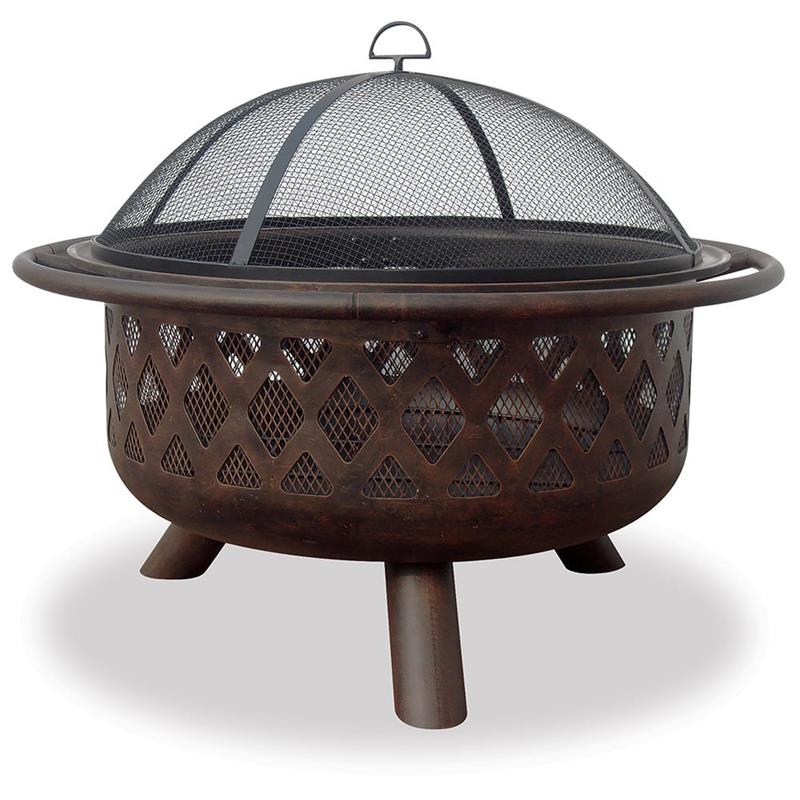 Oil Rubbed Bronze Wood Burning Outdoor Fire Pit with Lattice Design WAD792SP