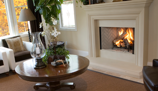 Wood Burning 38&quot; Mid Sized Traditional Fireplace by Superior w/ Herringbone