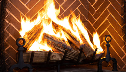 Wood Burning Fireplace with Midnight Split Herringbone