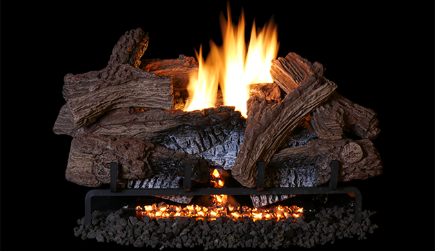 24&quot; Wild Timber Vent Free Concrete Gas Logs and Triple Flame Burner System by Superior LTF24WT TF2430