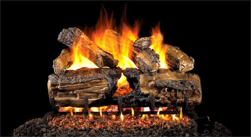 HCHSG46-30 Peterson Real Fyre Burnt Split Oak Vented Gas Log Set with G46 Series Burner