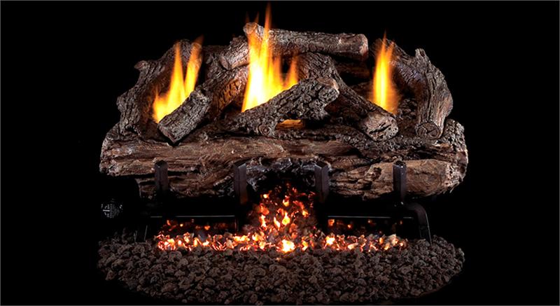 CHASG10-30 Peterson Real Fyre Charred Aged Split Vent Free Gas Log Set with G10 Series Burner