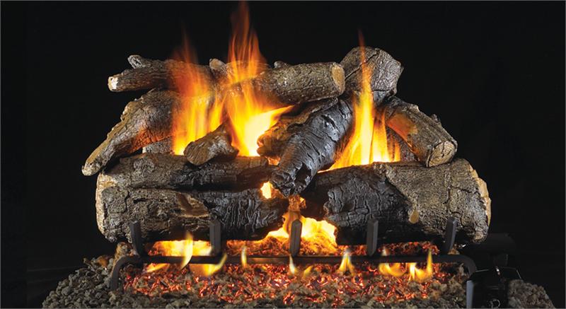 Charred American Oak Gas Log Set