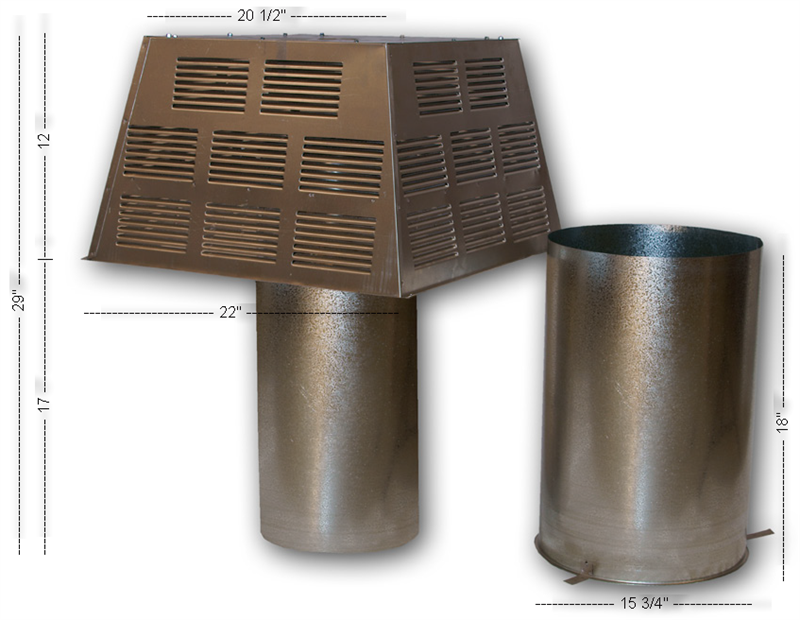 ETL-8DM-K Black Square Top Termination with Slip Section 8" Wood Burning 8DM Series Pipe F0926