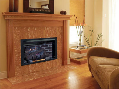 Complete Vent Free 36&quot; Fireplace with a Clean Face Radiant Firebox Burner with Gas Logs and Blower Fan VRT4036